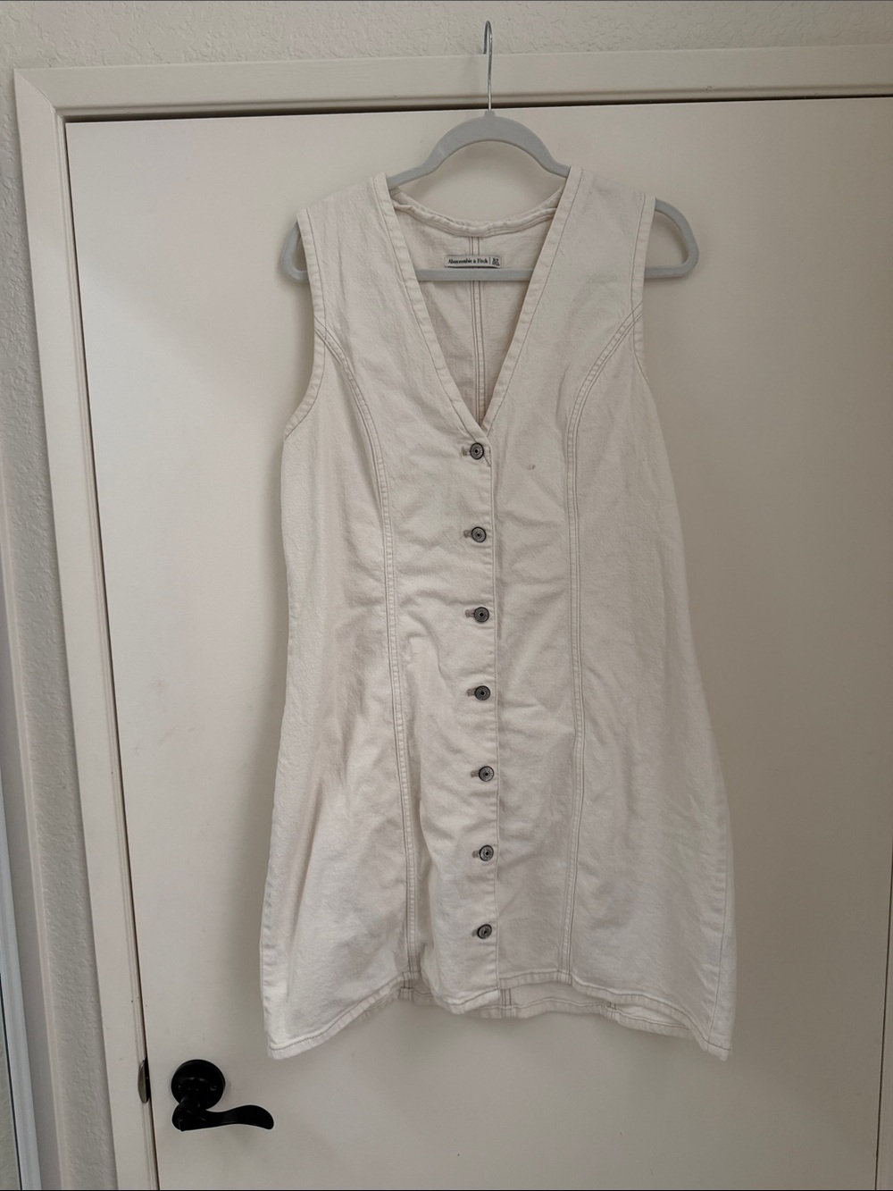 Abercrombie & Fitch Cream Button-Front Midi Dress